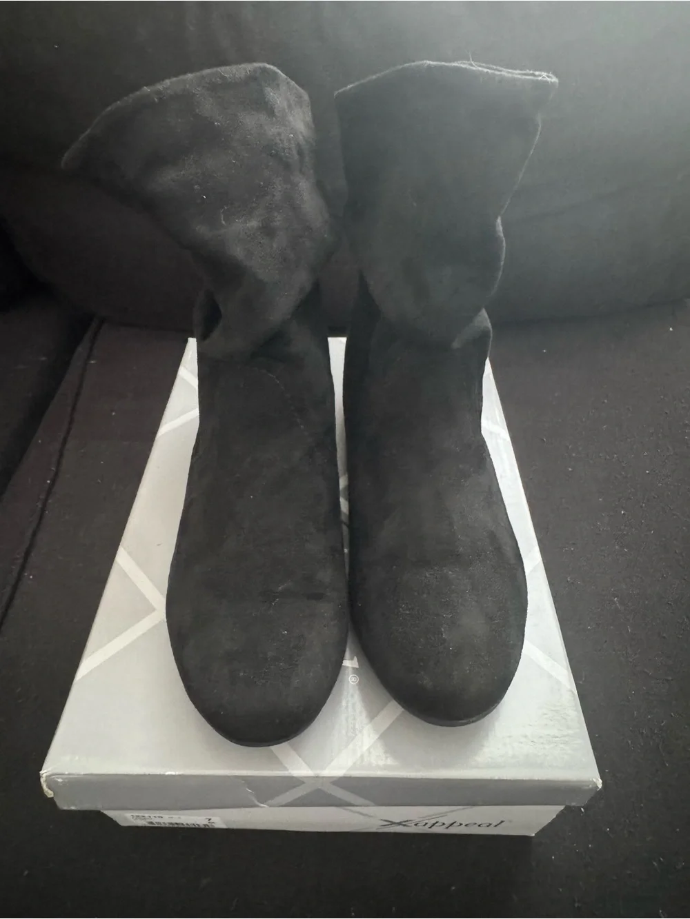 Xappeal Black Suede-Look Mid-Calf Ankle Booties